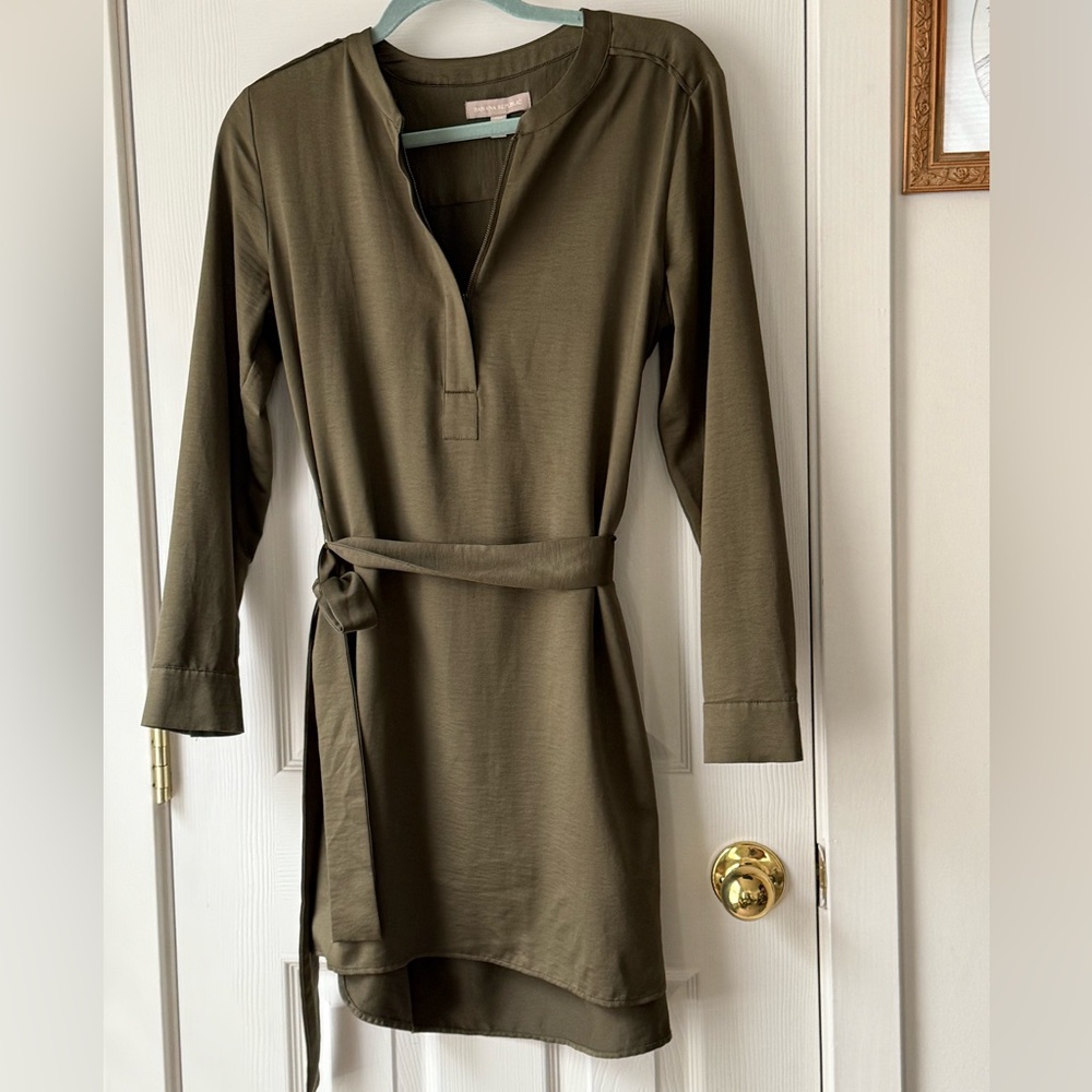 Olive Green Long Sleeve Tunic Dress